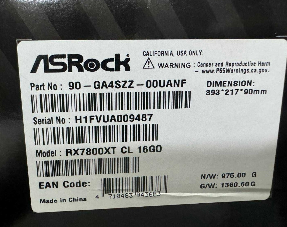 Відеокарта ASRock Radeon RX 7800 XT Challenger 16GB OC Нова! Харків - фото 1