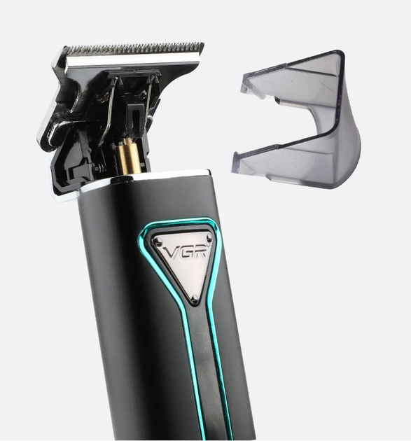 Тример-машинка акумуляторна для стриження волосся й бороди VGR V-009 (4 насадки) Чорний Київ - фото 4