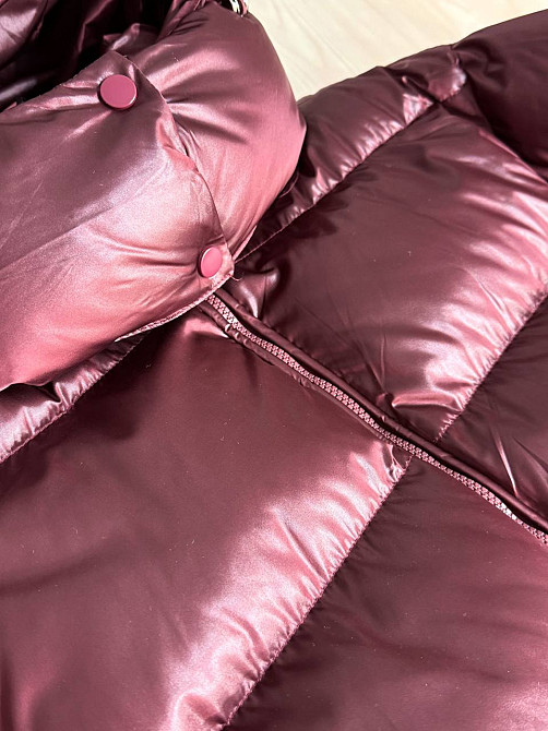 Куртка женская Lady Yep 10041 глянцевая пуффер оверсайз с капюшоном бордовая, бордовый, 44 Киев - изображение 6