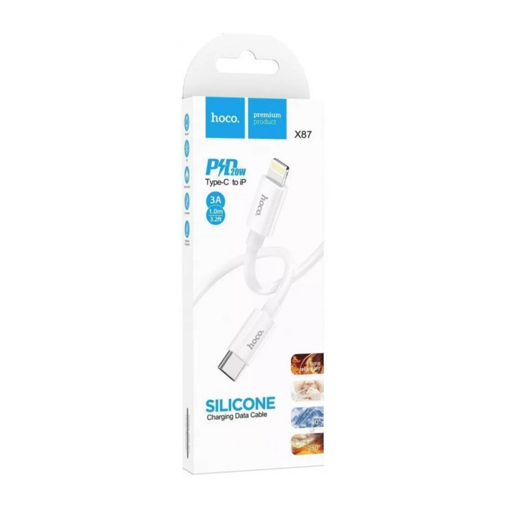 Кабель HOCO X87 Magic silicone PD charging data cable for iP White Киев - изображение 4