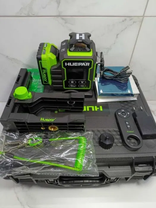 Лазерний рівень нівелір Huepar W04CG Premium 4D відкалібрований 16 ліній (з приймачем Huepar LR5RG) Вінниця - фото 4