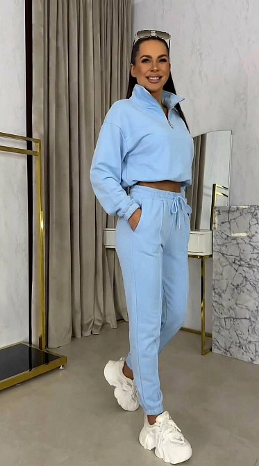 Жіночий плюшевий прогулянковий костюм з велюру Блакитний, 46/48 Одеса - фото 2