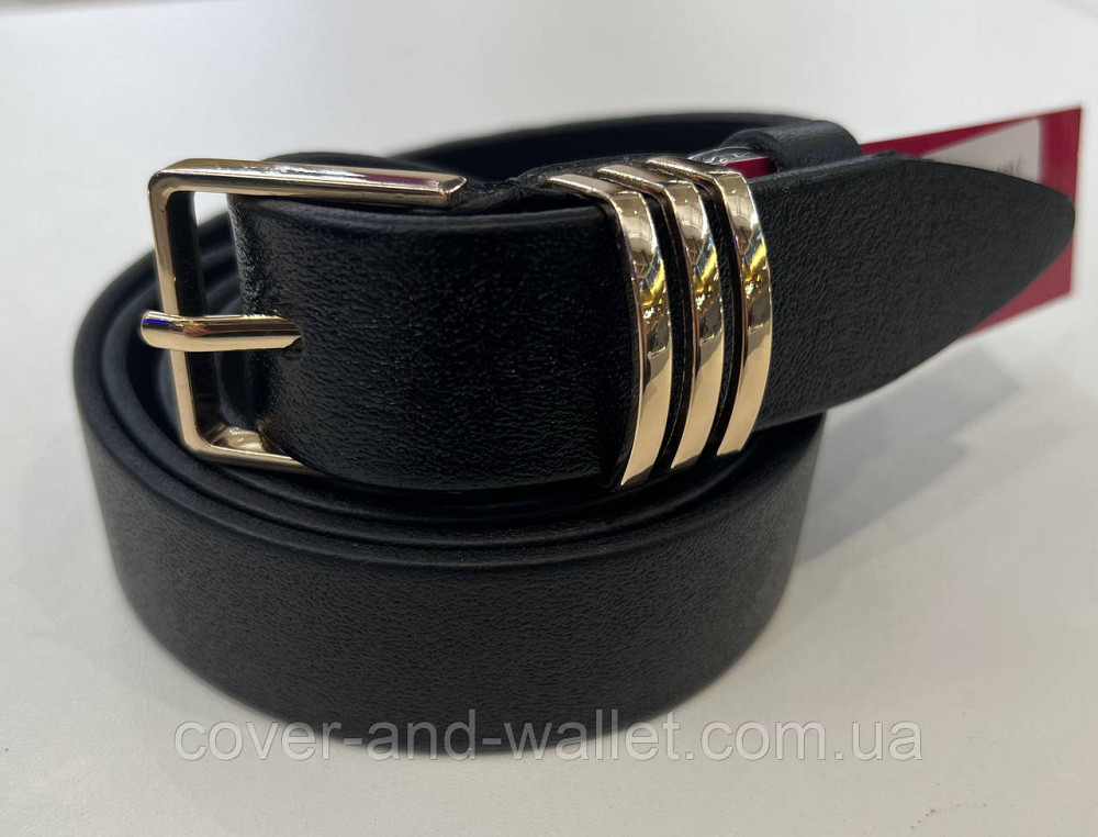 Женский брючный ремень из итальянской кожи с золотистой пряжкой 30 мм PS Leather Киев - изображение 3