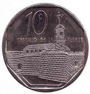 Крепость Реаль-Фуэрса. (Замок королевской мощи). Монета 10 сентаво. 1999,2011 год, Куба. (БС) Полтава