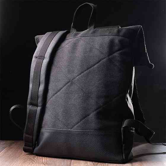 Добротний рюкзак для ноутбука із вставками еко-шкіри FABRA 22583 Чорний Київ