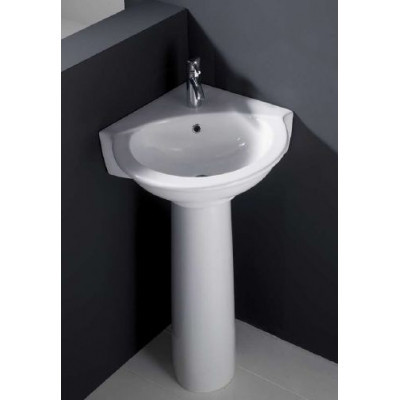 Кутовий умивальник RAK Ceramics Evolution (595х640х840 мм) з ніжкою Білий Київ - фото 3