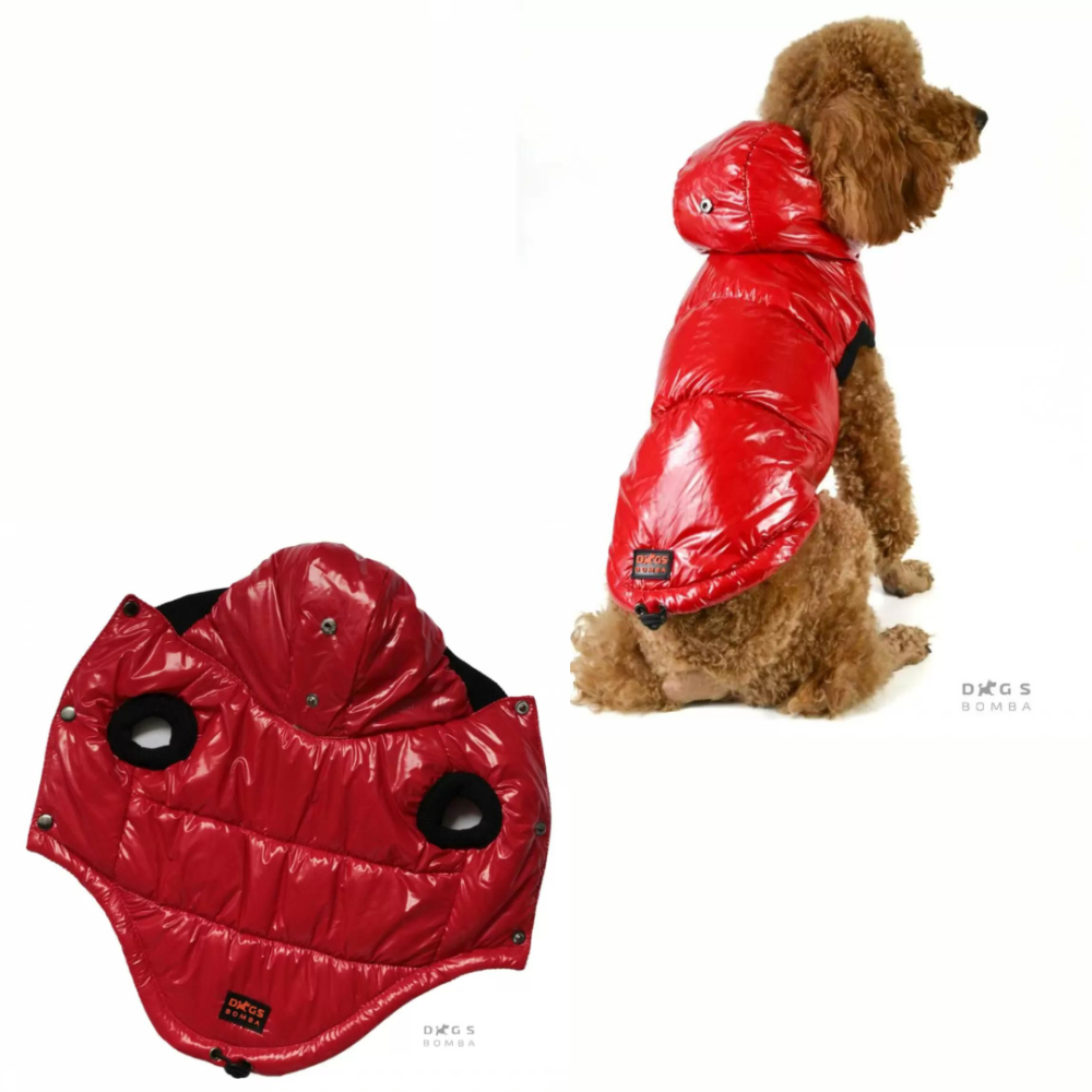 Жилетка для собак Лакована утеплена на флісі, жилет лаковий Dogs Bomba на синтепоні червоний Одеса - фото 1