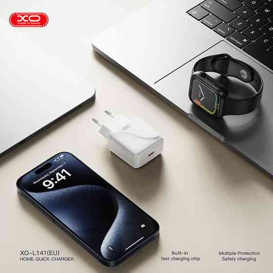 Мережевий зарядний пристрій XO L141 Single USB-C 20W + Type-C кабель білий Львів