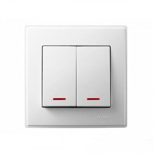 LESYA Вимикач подвійний з підсвіткою білий Lezard Харків - фото 1