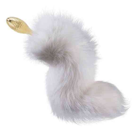 Металевий Анальна пробка Лисий хвіст LOCKINK SEVANDA White Fox-Tail Anal Pear-shape Plug Sex Aura Київ