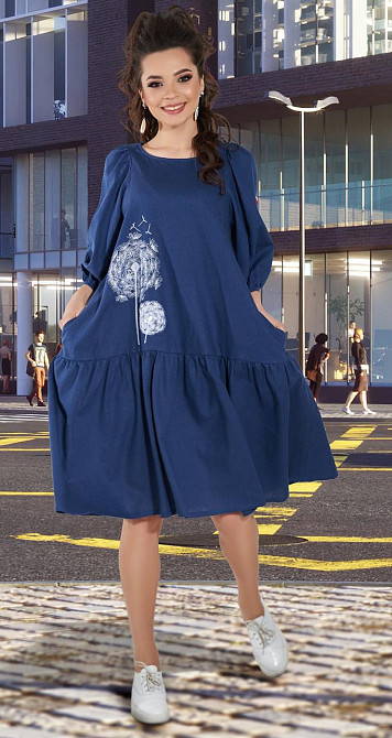 Вільне лляне плаття з вишивкою Київ - фото 1