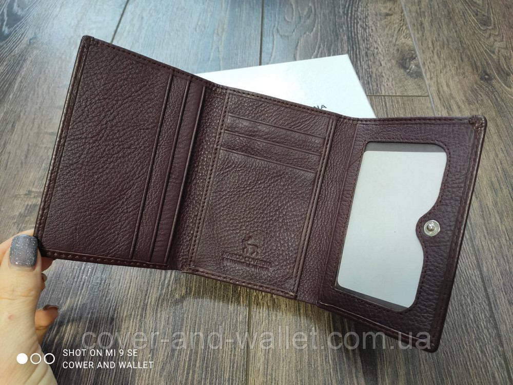 Женский кошелёк коричневого цвета в три сложения из кожи Marco Coverna Киев - изображение 3