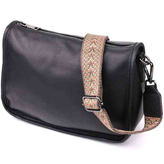 Стильная сумка на плечо из натуральной кожи для женщин Vintage 23001 Черный Киев