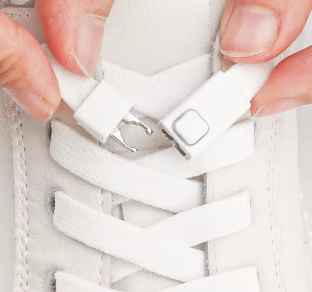 Еластичні шнурки без зав'язок з металевими застібками в колір Білий Смела - изображение 4