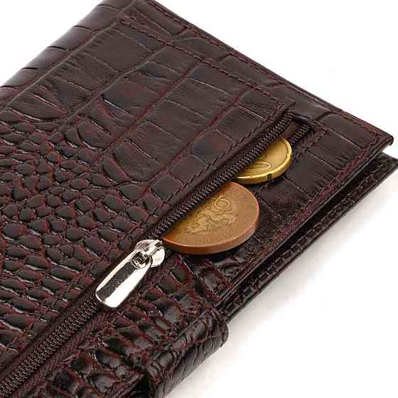 Отменный купюрник для мужчин из натуральной кожи с тиснением под крокодила CANPELLINI 21917 Коричневый Киев