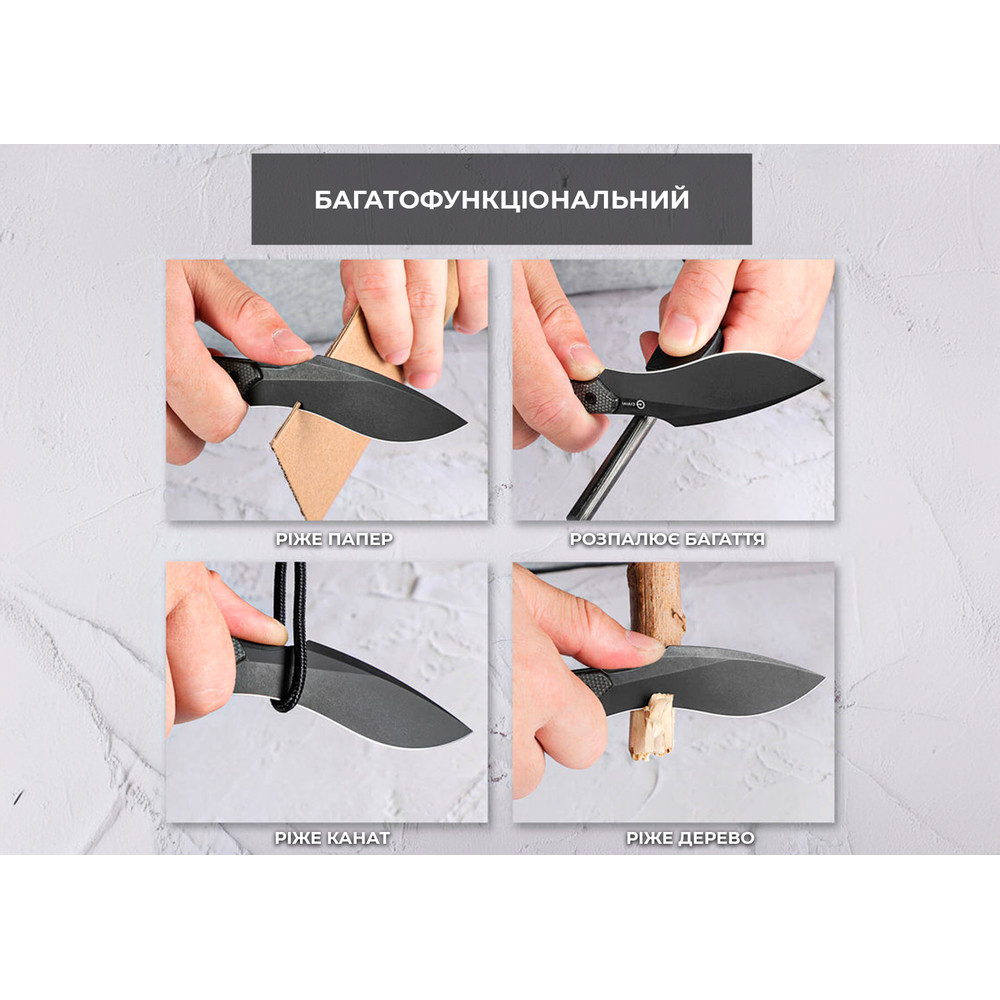 Ніж фіксований тактичний Civivi Vaquita II, (8.1 см) Nitro-V / Micarta чорний Київ - фото 11