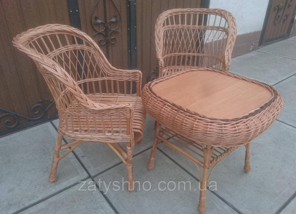 Крісла плетені з журнальним столом із лози. Київ - фото 3