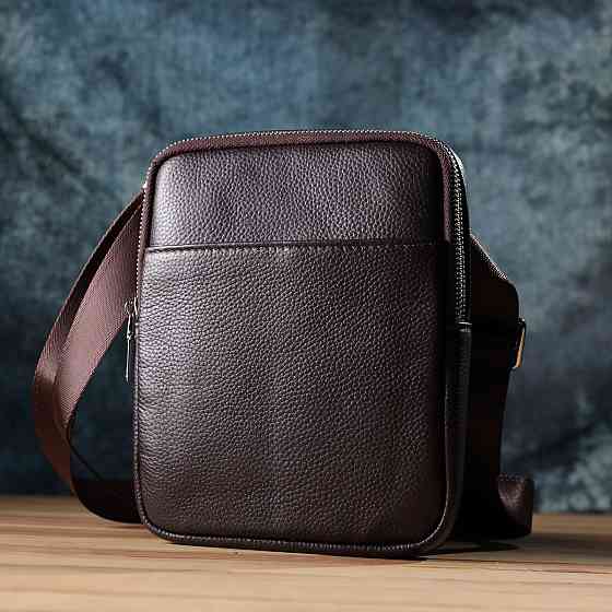 Мужская вертикальная сумка из натуральной кожи Vintage 22863 Коричневый Киев