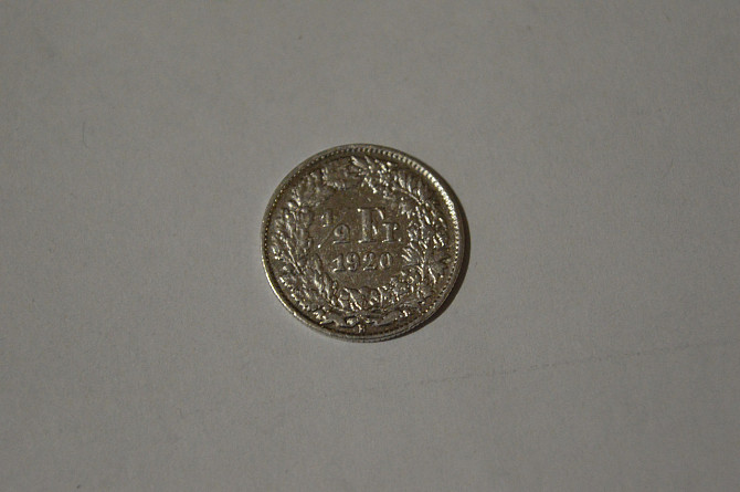 Швейцарія 1/2 франк 1920 року, Гельвеція, срібло Полтава - фото 1