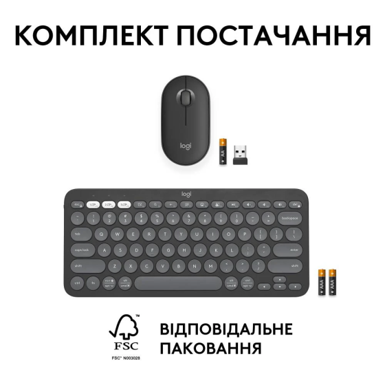 IT набір Logitech Pebble 2 Combo - Tonal Graphite - US INT'L - 2.4GHZ/BT (6915632) Киев