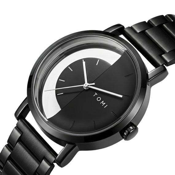 Годинник чоловічий наукові Tomi Gentleman Steel Black (2 ремінці) Київ - фото 1