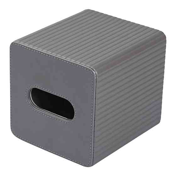 Yiwu Серветниця з еко шкіри настільна 13х13х14.5 см органайзер для серветок Сірий HP-3-201G Коломия