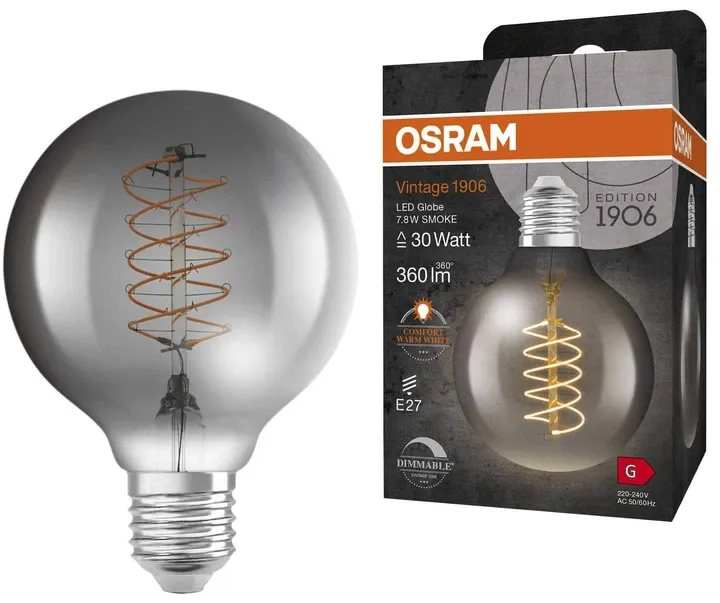 Светодиодная лампа OSRAM Filament Vinatge 1906 Globe G80 7.8W 1800K DIM 360Lm E27 Днепр - изображение 1