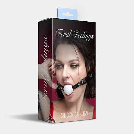 Кляп силиконовый Feral Feelings Silicon Ball Gag Black/White, черный ремень, белый шарик Sex Aura Киев