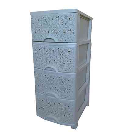 Комод пластиковый ажурный Эфе (Efe). Белый. 90х38х46. 4 отделения. Одесса