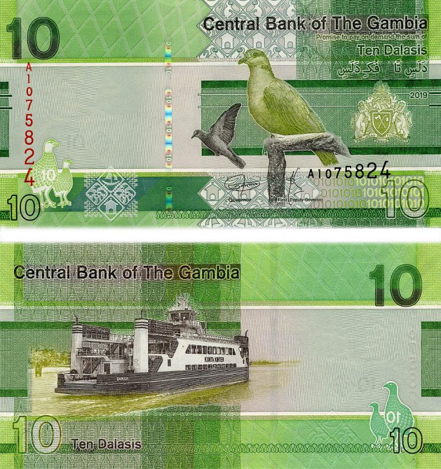 Гамбія 10 даласи 2019 UNC Полтава - фото 1