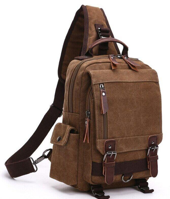 Сумка-рюкзак на одне плече Коричнева (Vintage) Київ - фото 5