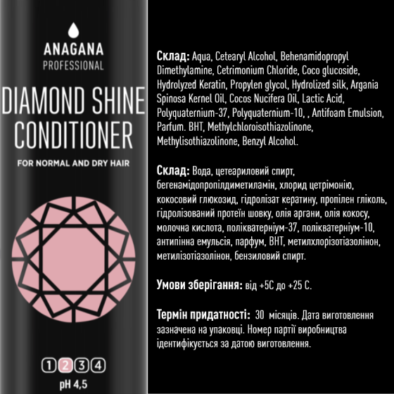Набір 4YOU "Діамантовий блиск" для всіх типів волосся ANAGANA 4х250 мл Київ