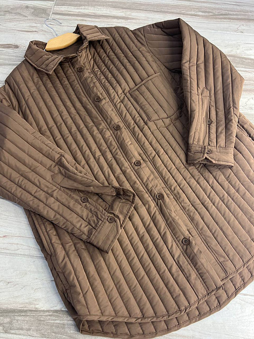Куртка жіноча Lady Yep 9089 сорочка подовжена оверсайз стьобана демісезонна one size, коричневий, one size Київ - фото 7
