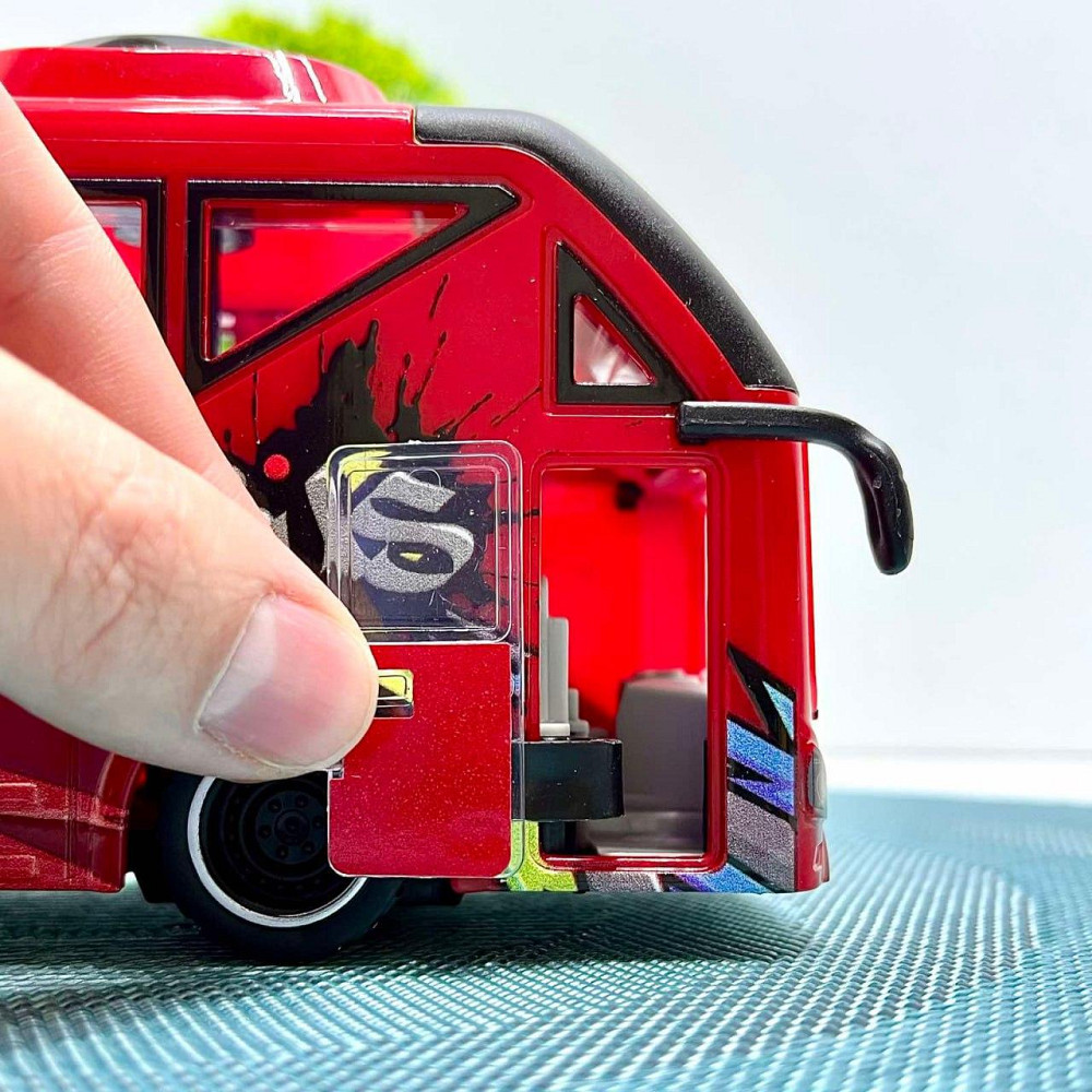 Автобус з інерцією підсвічуванням та звуком відкриваються двері 27см Червоний (JS162BC) Чернігів - фото 8