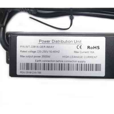 Силовий блок Eserver 19&quot; 9 розеток, кабель 1.8м, алюм. корпус PDU 220В, 16А (WT-2261A-GER-9WAY) Вінниця