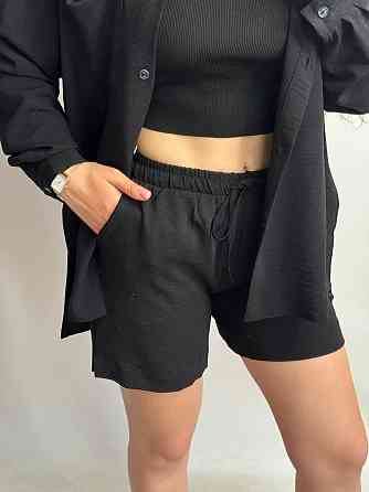 Костюм-тройка женский летний с шортами и брюками Черный XS-S Харьков