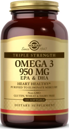 Омега-3 тройной силы Solgar Triple Strength Omega-3 950 mg 100 гел капс Киев