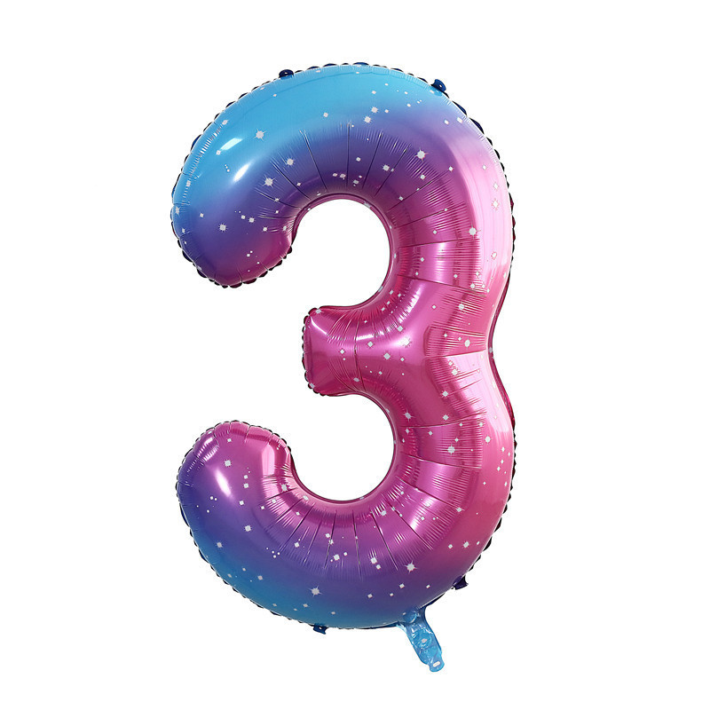 Кулька цифра 3 фольгована з принтом зірок 40 дюймів різнобарвний Київ - фото 2