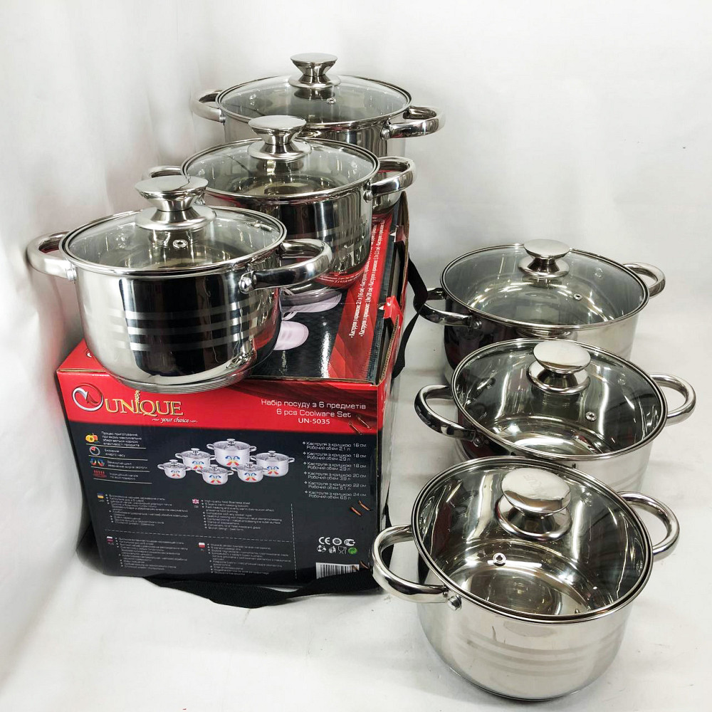 Набор кастрюль с антипригарным дном UNIQUE, Хорошие кастрюли, Набор кастрюль-сотейников AJ-70 Львов - изображение 13