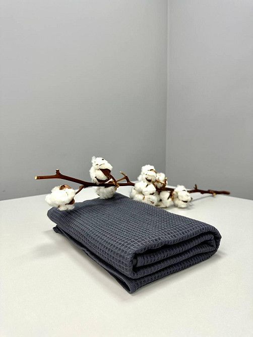 Вафельний рушник Ideal Textile 70х140 см 240 г/м2 (56860827) Графітовий Чернівці - фото 4