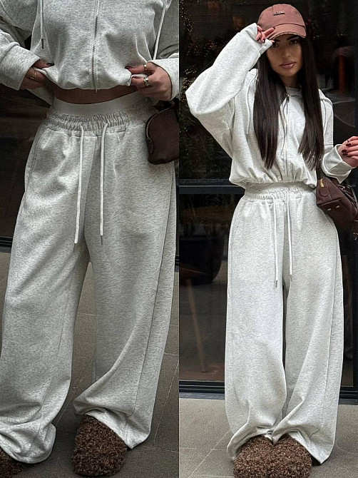 Женский стильный повседневный оверсайз костюм двойка трехнитка петля Меланж Одесса - изображение 3