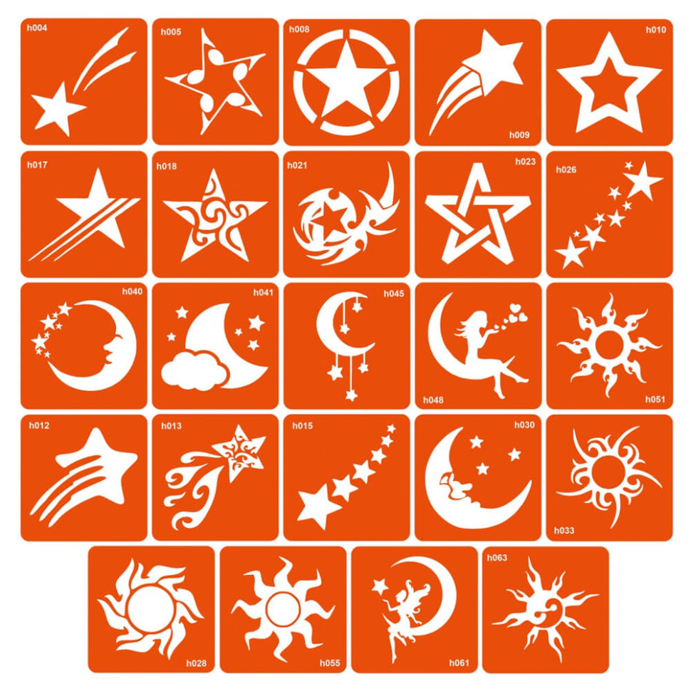 Набор трафаретов для био-тату «H - космос» h-simple_24_1 Винница - изображение 1