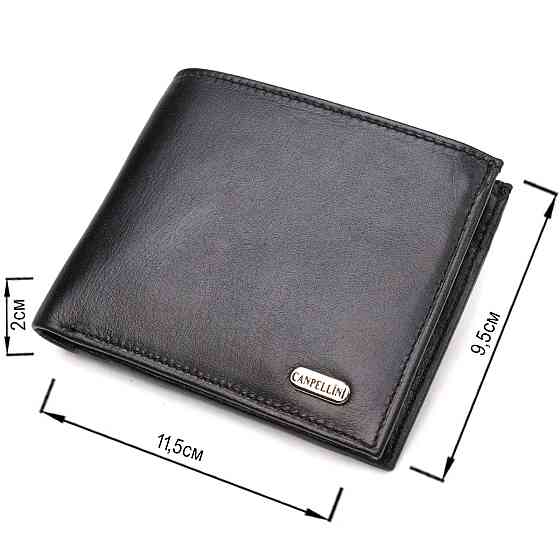 Удобное горизонтальное мужское портмоне из натуральной гладкой кожи CANPELLINI 21779 Черное Киев