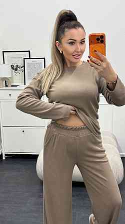 Жіночий базовий костюм-двійка: лонгслів і штани трикотажний рубчик Моко, 46/48 Одеса