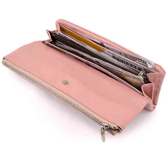 Клатч конверт з кишенею для мобільного шкіряний жіночий Рожевий (ST Leather) Київ