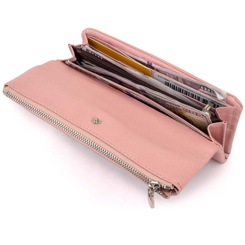 Клатч конверт с карманом для мобильного кожаный женский Розовый (ST Leather) Киев - изображение 1