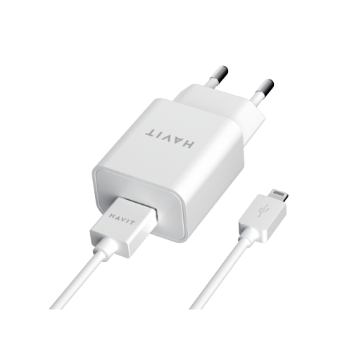Зарядний пристрій мережевий USB + кабель Lightning 2,0A білий Havit HV-ST112 Житомир