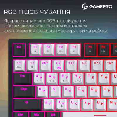 Клавиатура GamePro Asgard Valhalla Pro MK160B-D-Pro Rainy Switch Wireless/Bluetooth/USB UA Black (MK160B-D-Pro) Винница