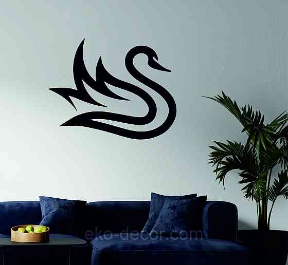 Декоративне настінне Панно «Лебідь», Декор на стіну 110*87 см, Чорний Київ