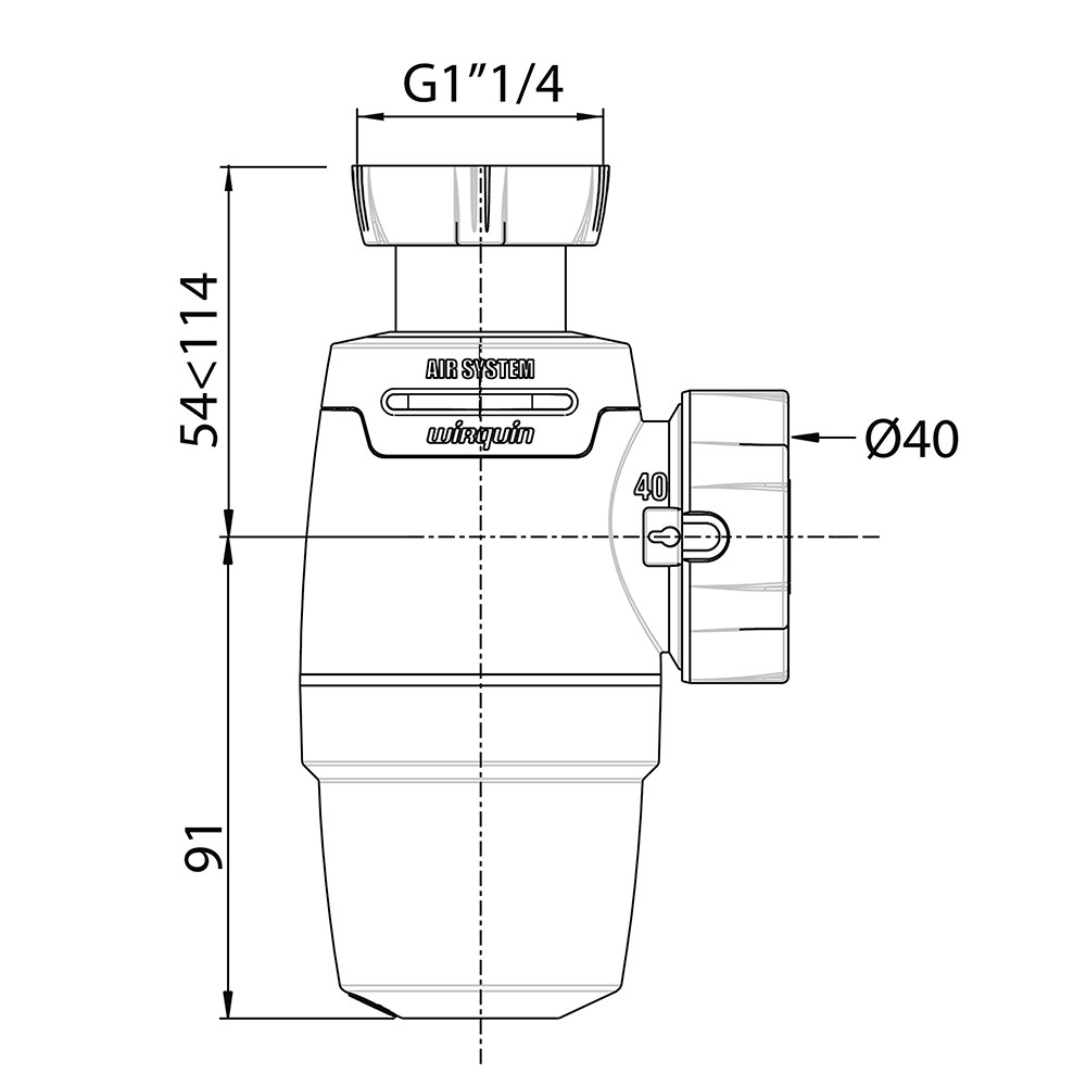 Wirquin Сифон для раковины Neo Air 1¼"×Ø40мм WIRQUIN (9541358) Киев - изображение 2